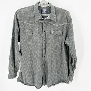Cowboy Hardware western snap button durable cotton button down grey size XXl